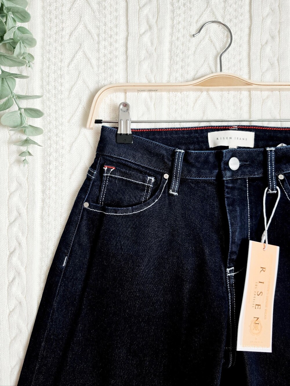 RISEN Deep Dark Wash Cuffed Barrel Jeans Cropped Stretch Classic Various NEW - Picture 7 of 15